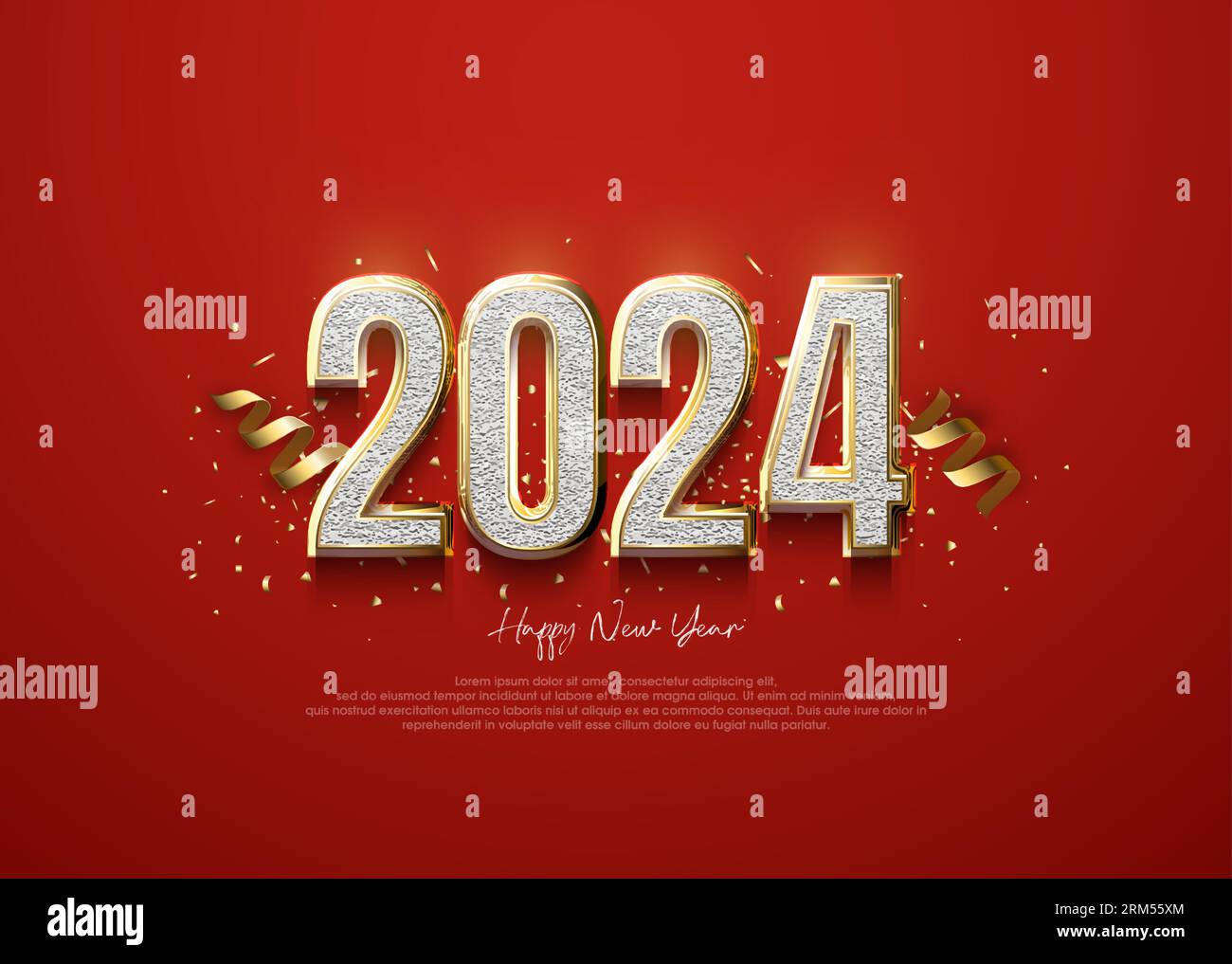 Happy New Year 2024, Golden glitter confetti background