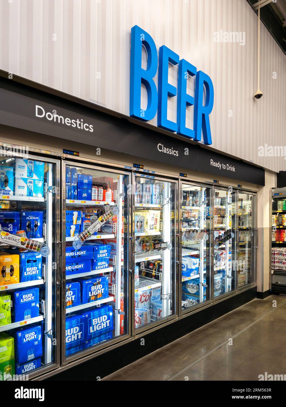 New Hartford, New York - Aug 22, 2023: Close-up View of Beer Section of Walmart Super Center. Stock Photo