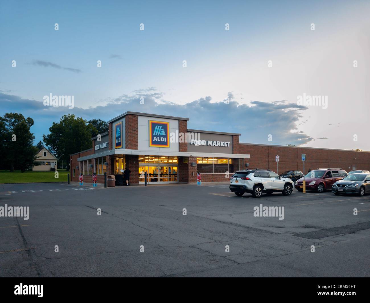 Yorkville, New York Aug 22, 2023 Wide Landscape View of Aldi Food