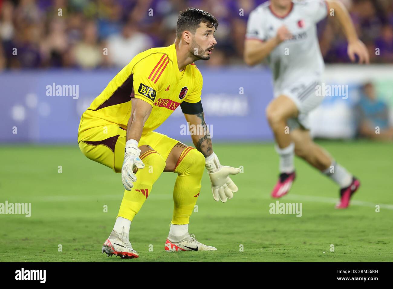 Orlando, Florida, USA. 26th Aug, 2023. St. Louis City goalkeeper ROMAN BURKI (1) in action during the second half of the MLS Orlando City vs St. Louis City soccer match at Exploria Stadium in Orlando, Fl on August 26, 2023. (Credit Image: © Cory Knowlton/ZUMA Press Wire) EDITORIAL USAGE ONLY! Not for Commercial USAGE! Credit: ZUMA Press, Inc./Alamy Live News Stock Photo