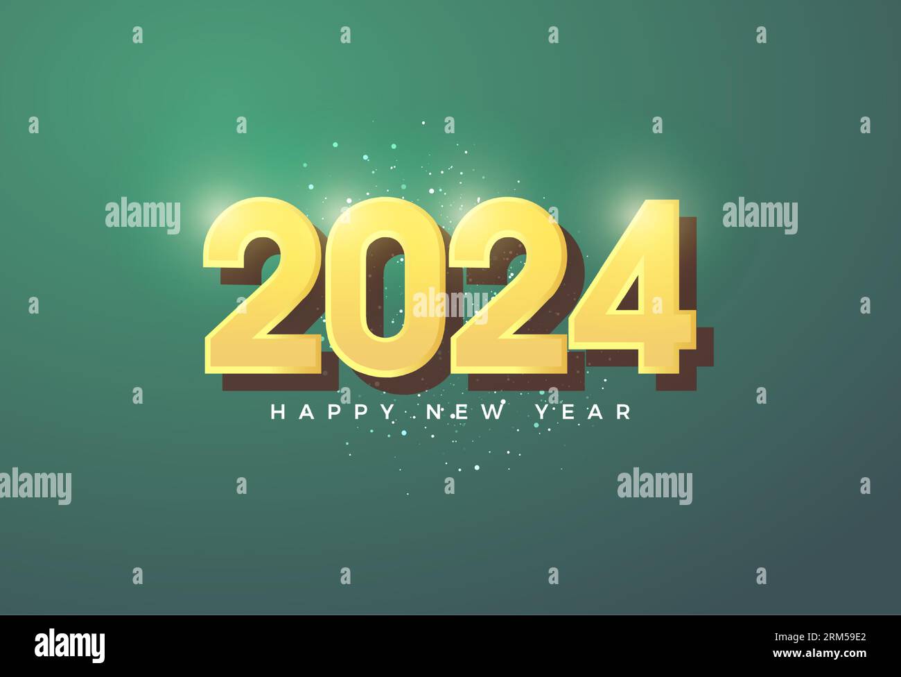 green background for 2024 new year celebration banner. design premium