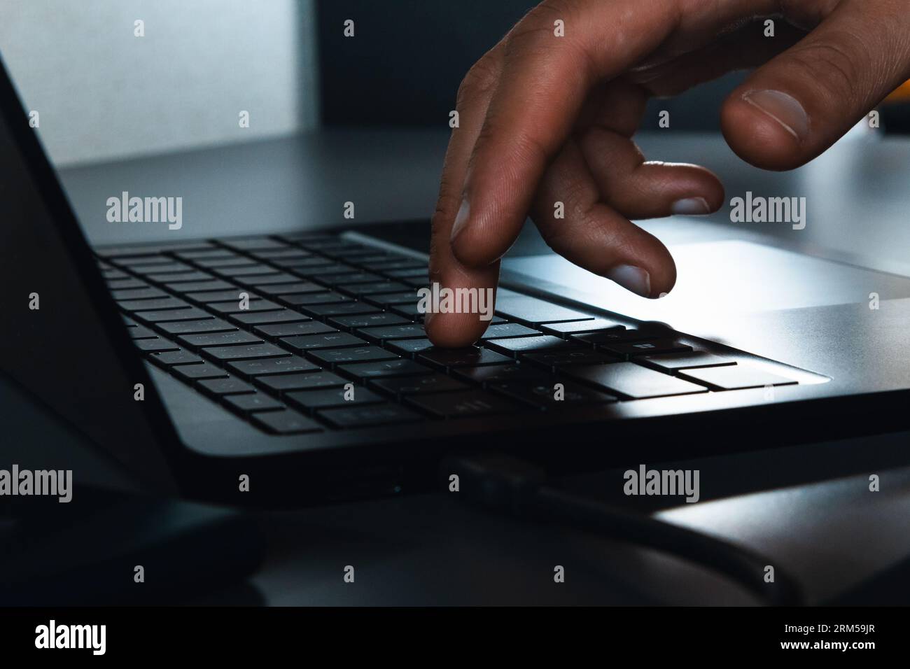 Hands touching the keyboard Stock Photo