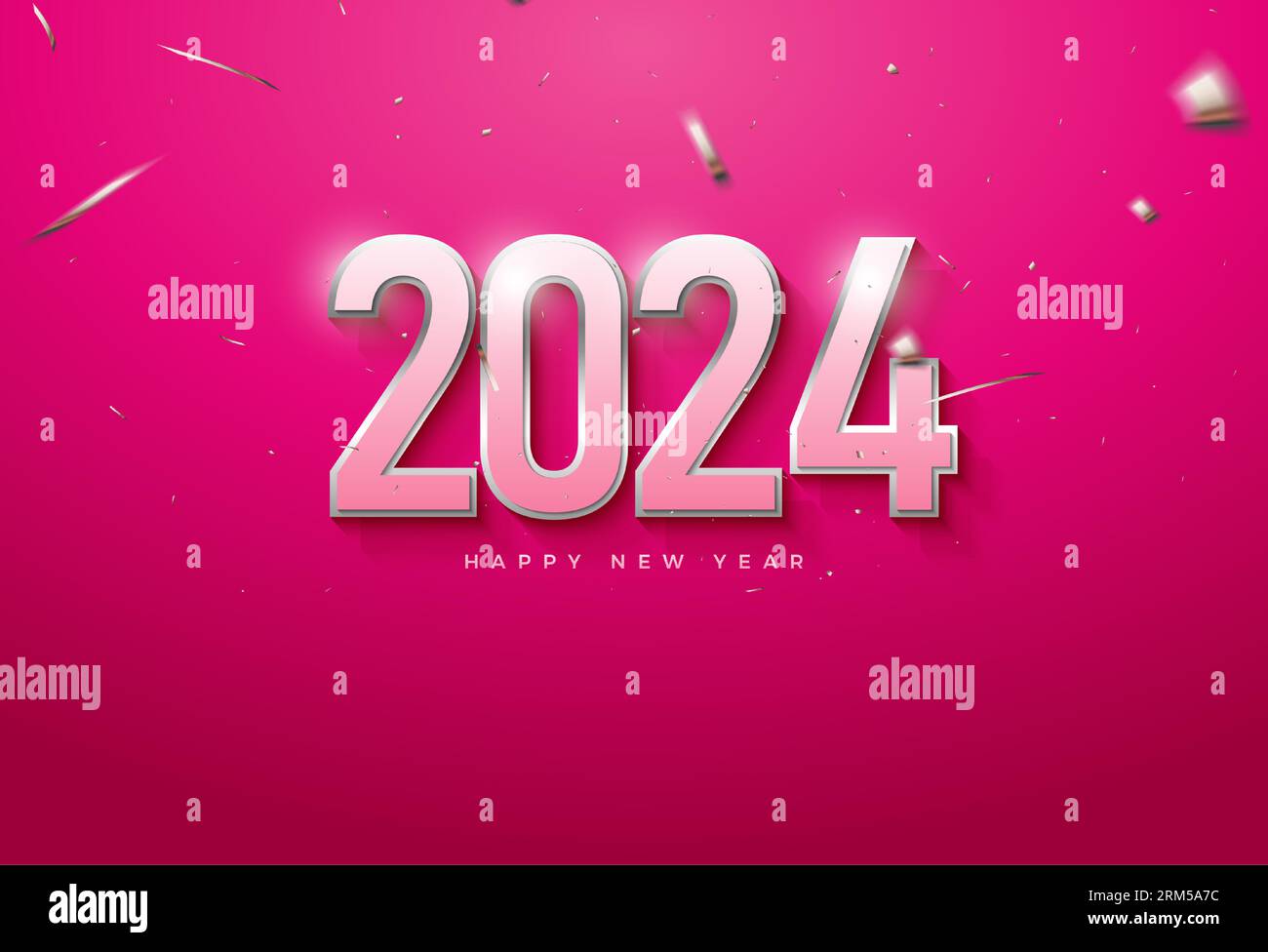 2024 new year celebration with outline silver numbers combined. vector ...