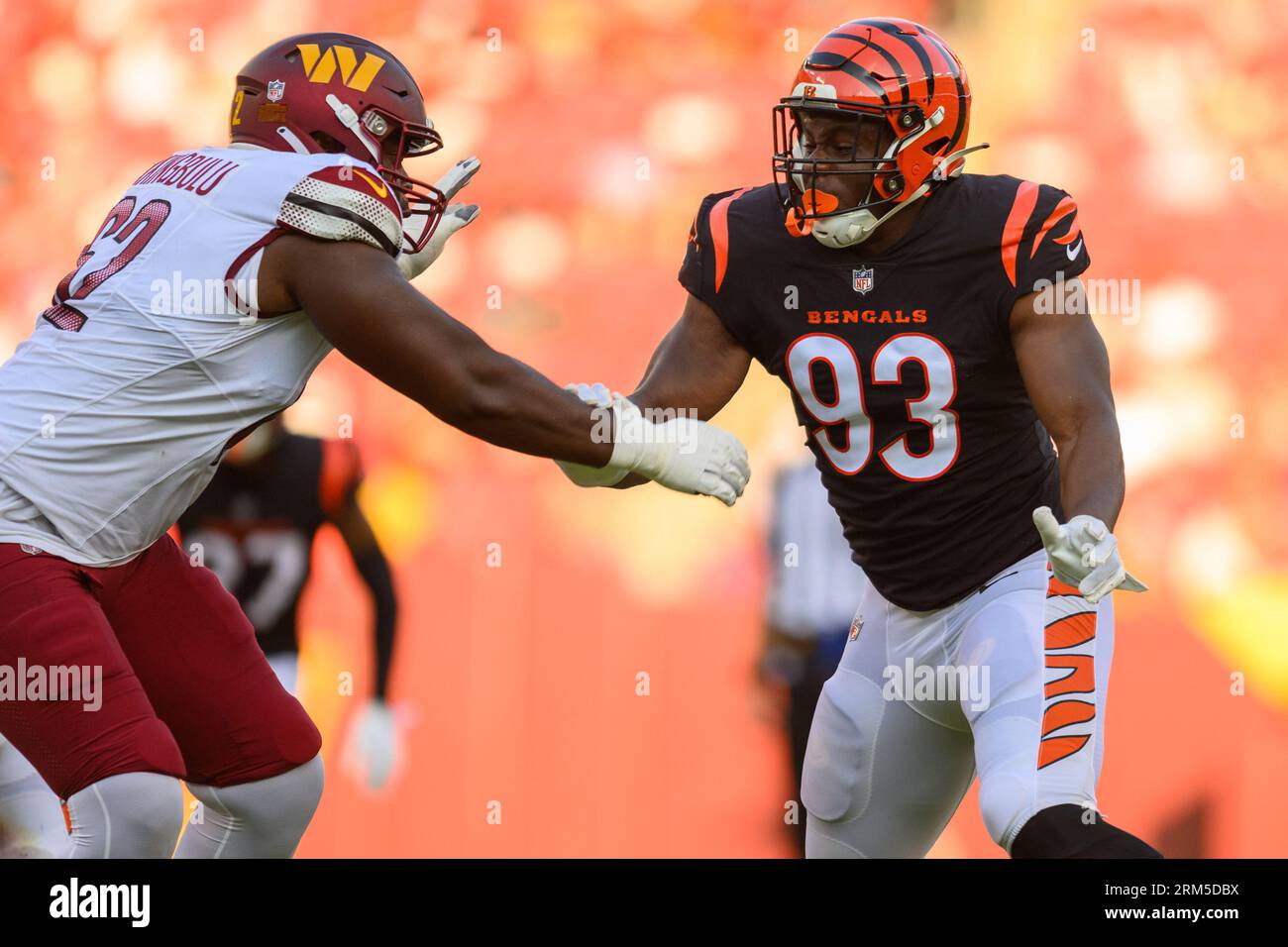 Cincinnati Bengals defensive end Jeff Gunter (93) runs during an NFL  preseason football game against the Washington Commanders, Saturday, August  26, 2023 in Landover. (AP Photo/Daniel Kucin Jr Stock Photo - Alamy