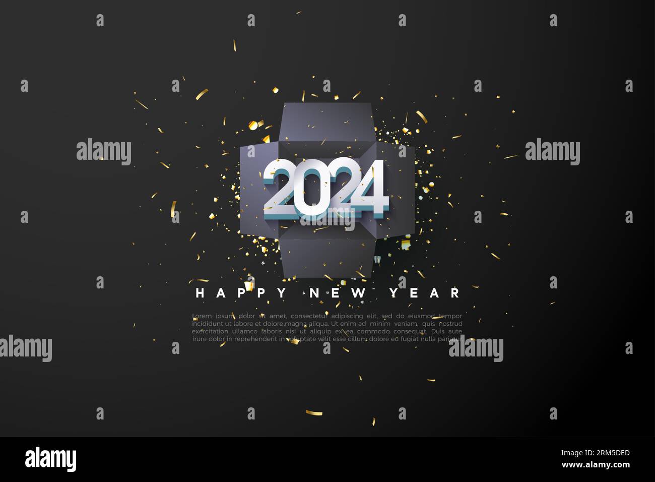 2024 new year celebration with open gift box background. design premium vector. Stock Vector