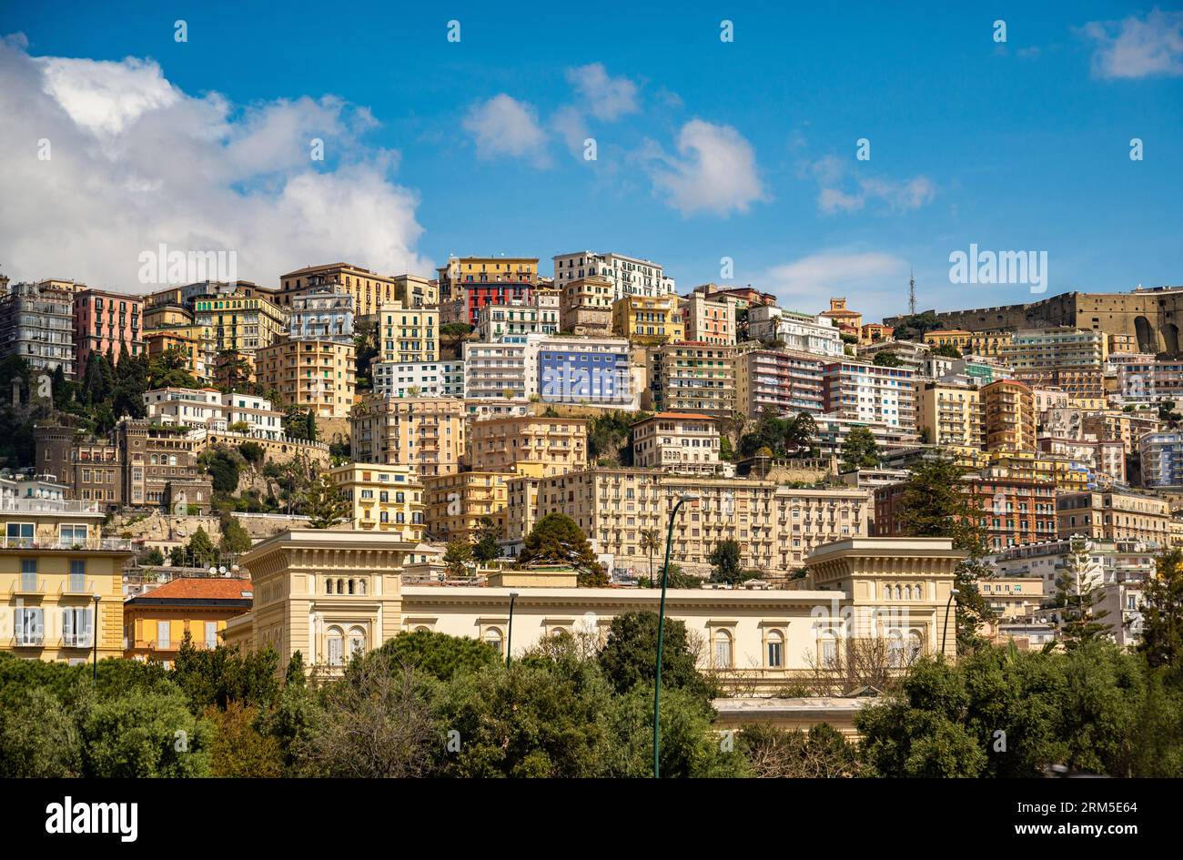 City of Naples seen from the seafront of Naples in Italy Stock Photo
