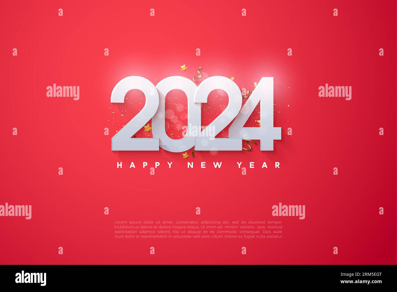 2024 new year celebration with stacked white numbers. design premium ...