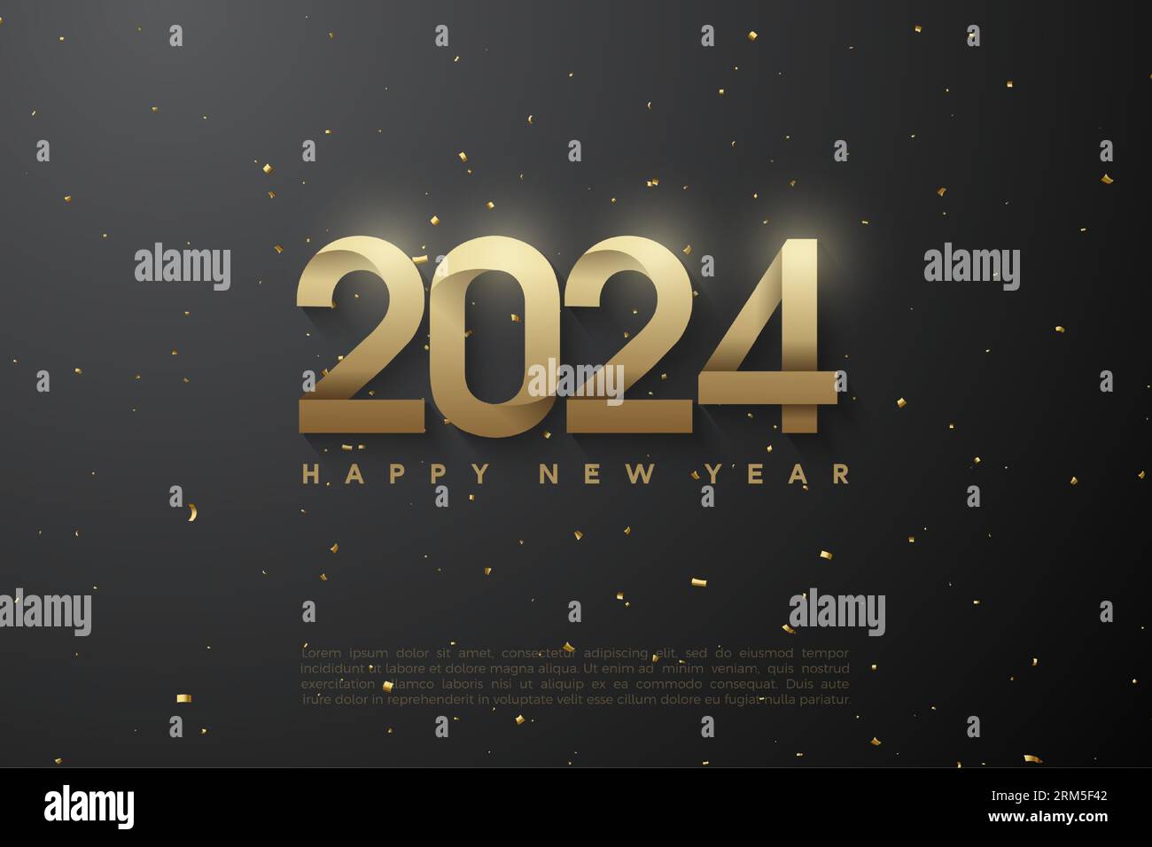 2024 new year celebration with illustration of numbers from folded ...