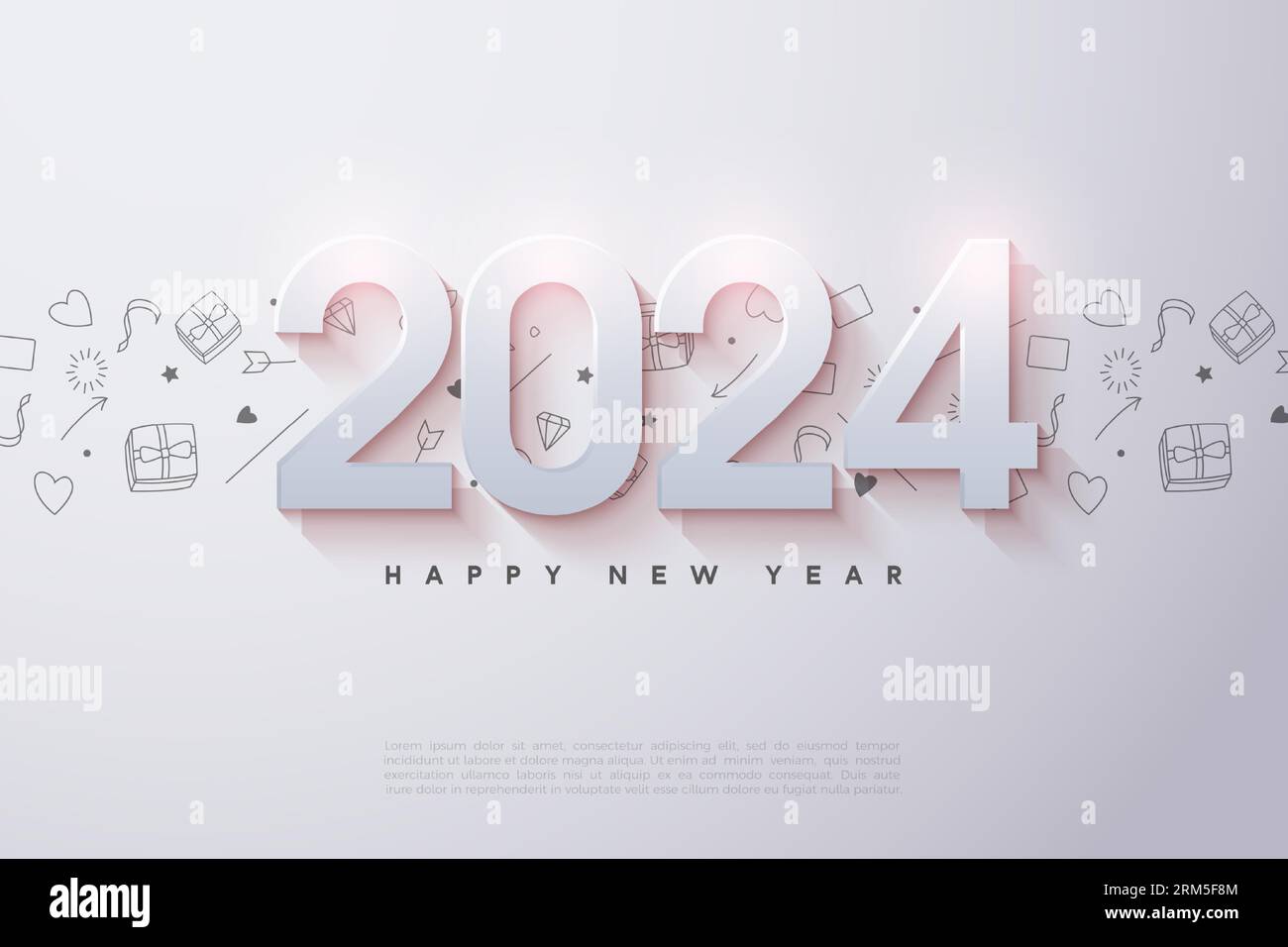 happy new year 2024 with simple image background. design premium vector. Stock Vector