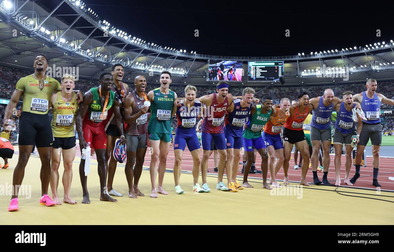 Budapest, Hungary. 26th Aug, 2023. Athletes pose for a group photo ...