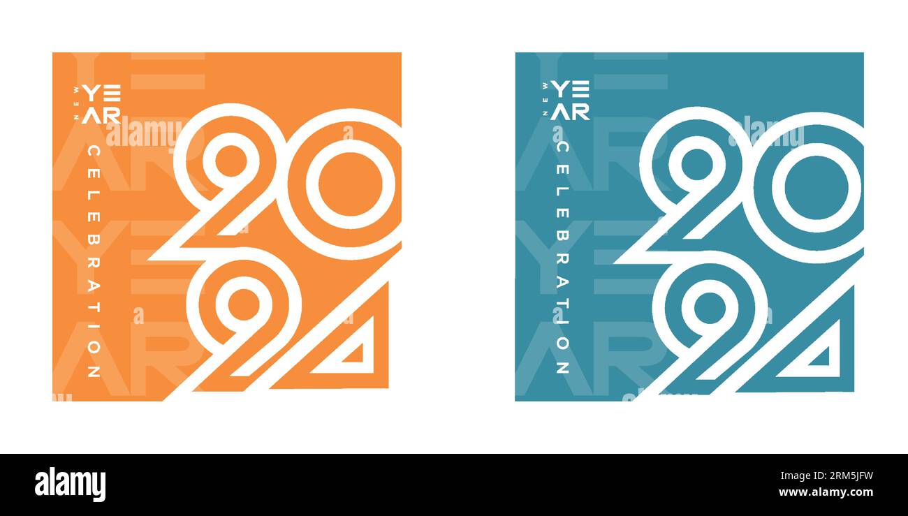 Modern happy new year 2024 poster design. Premium vector design for