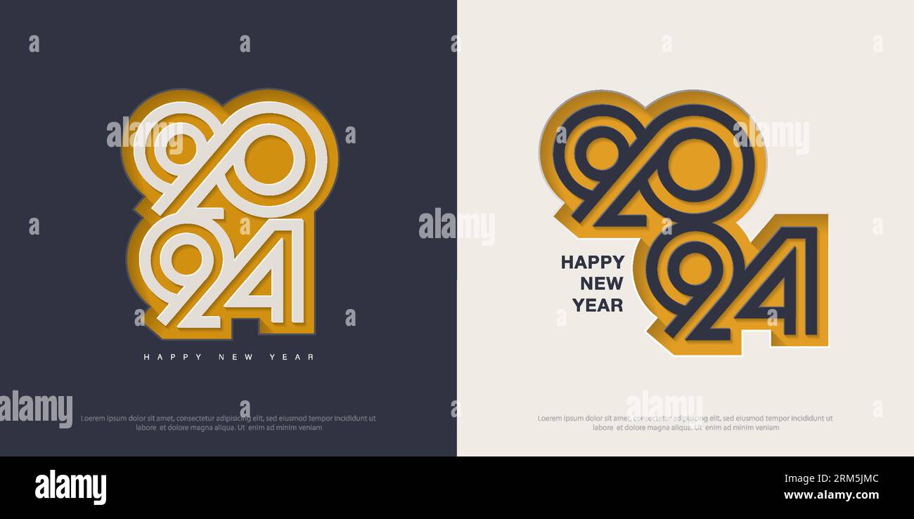 Orange number design with paper cut style number 2025. Premium vector