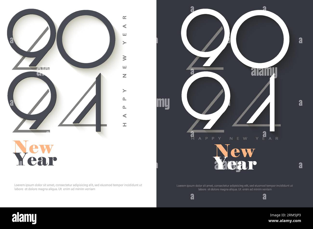 New year 2024 with thinly sliced numbers. Premium for posters, banners