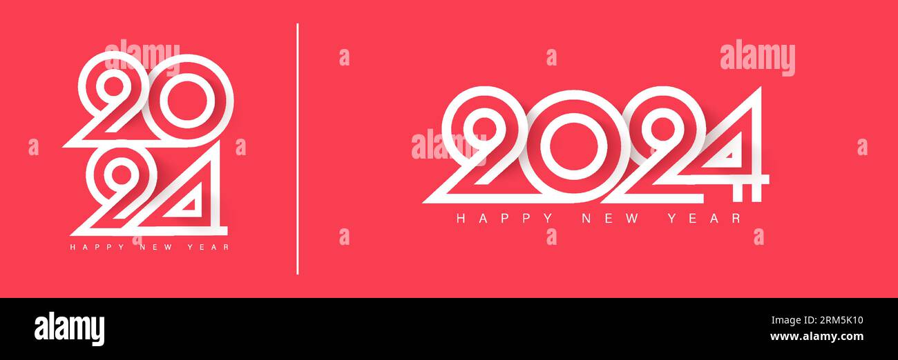 New Year Design With White 2024 Numbers On Red Background Happy New Year Theme Premium Vector Background For Banners Posters Calendars And More 2RM5K10 