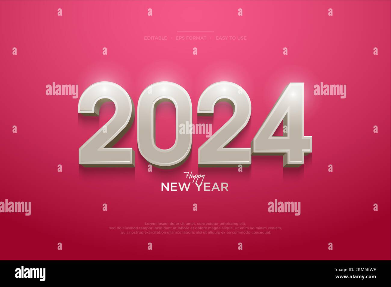 Modern and simple 2024 number design. Premium happy new year 2024