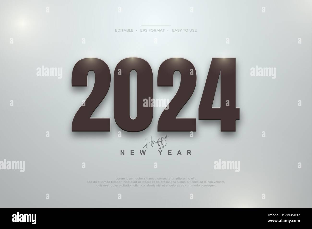 Happy new year vector design with black numbers on white background ...