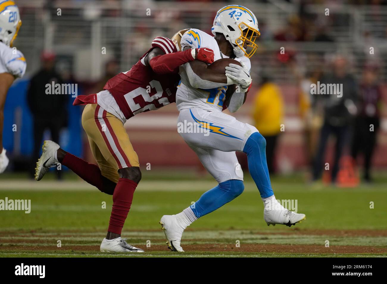 San Francisco 49ers cornerback D'Shawn Jamison #22 plays during a  pre-season NFL football game against the Las Vegas Raiders Sunday, Aug. 13,  2023, in Las Vegas. (AP Photo/Denis Poroy Stock Photo 