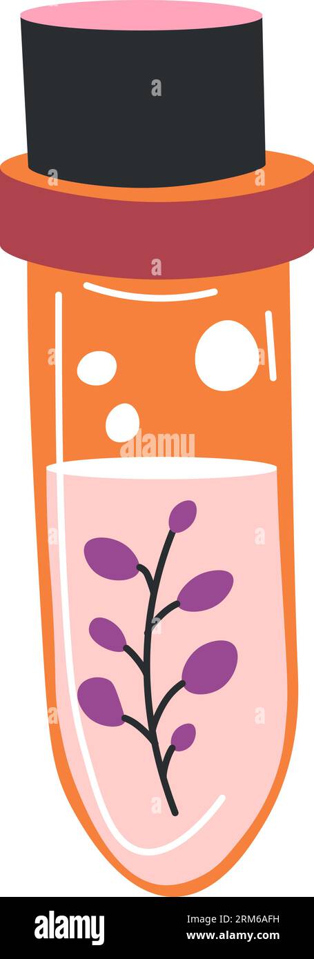 Magic potion or herbs in glass bottle with cap Stock Vector