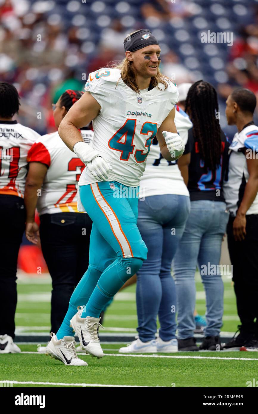 Miami Dolphins linebacker Andrew Van Ginkel (43) warms up before an NFL  preseason football game against the Houston Texans, Saturday, Aug. 19,  2023, in Houston. (AP Photo/Tyler Kaufman Stock Photo - Alamy