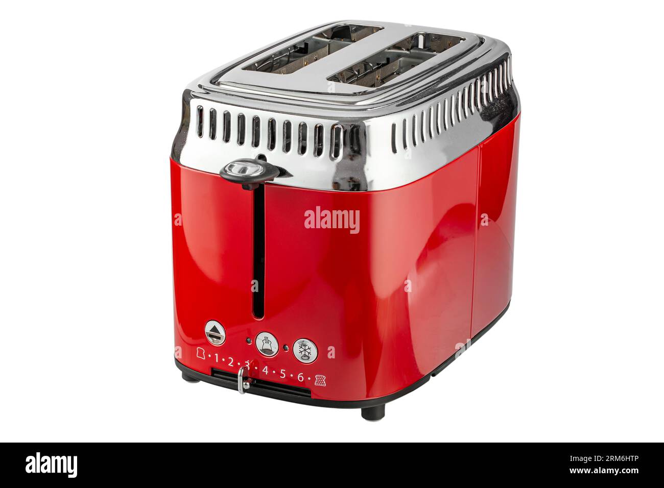 Modern red toaster, isolated on white background. File contains