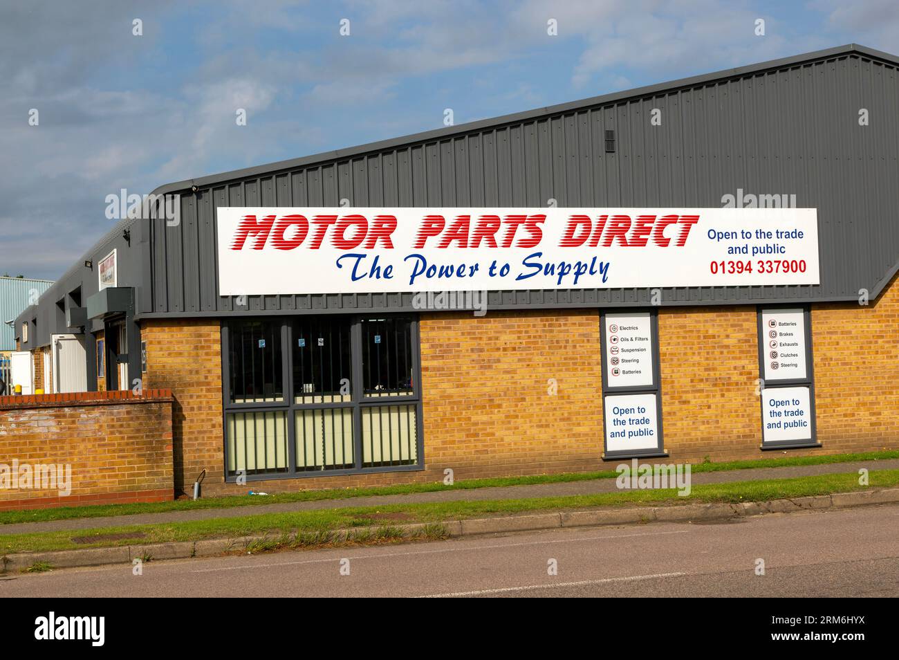 Motor Parts Direct motor factor store warehouse building, Martlesham, Ipswich, Suffolk, UK Stock Photo
