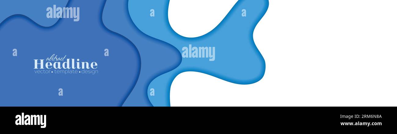Abstract blue wavy papercut material background. Vector design Stock Vector