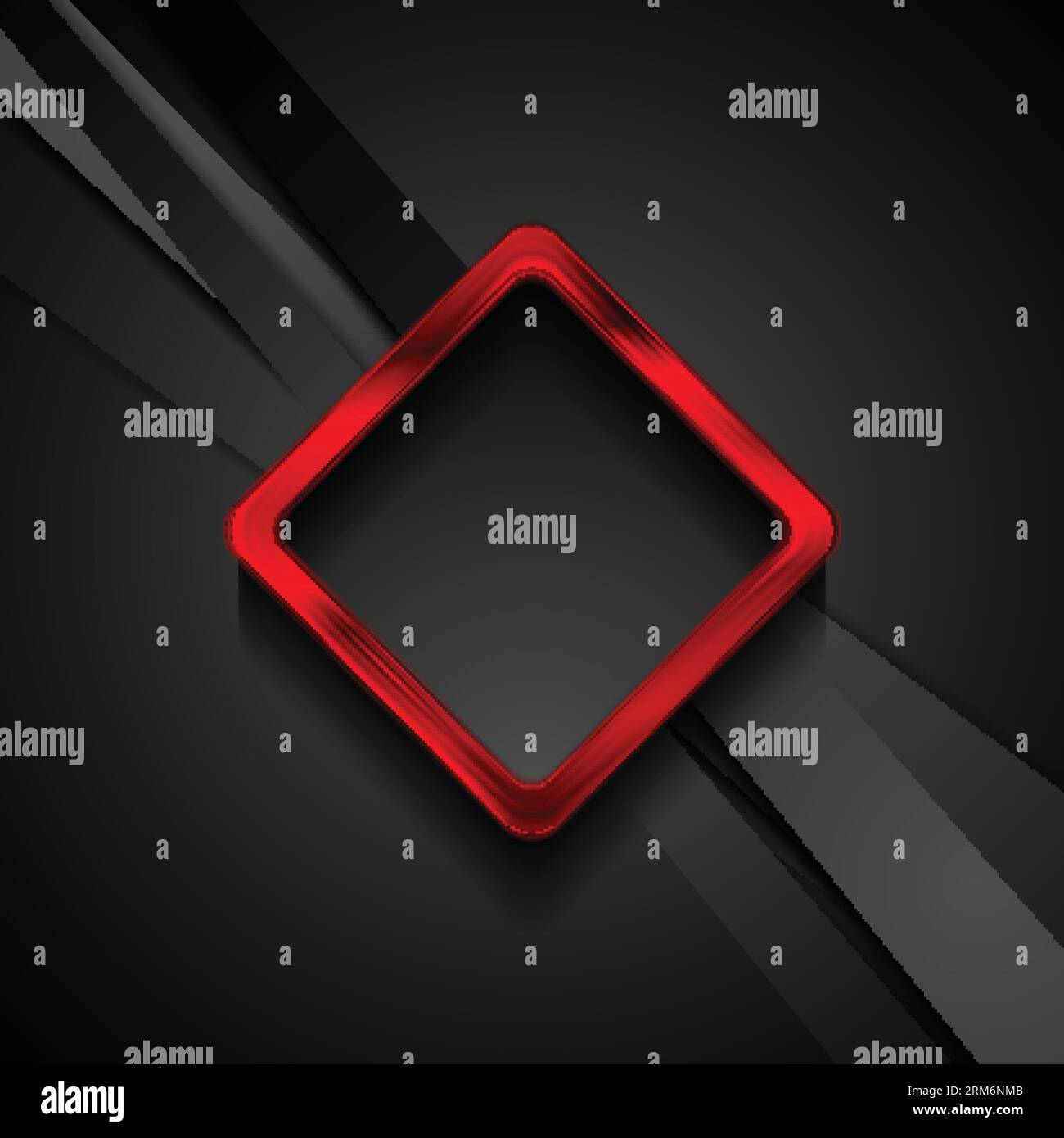 Black stripes and red glossy square frame abstract background. Vector technology design Stock Vector