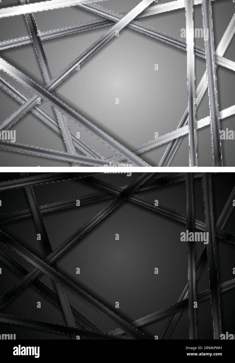 Black and grey silver metallic glossy backgrounds. Vector illustration Stock Vector