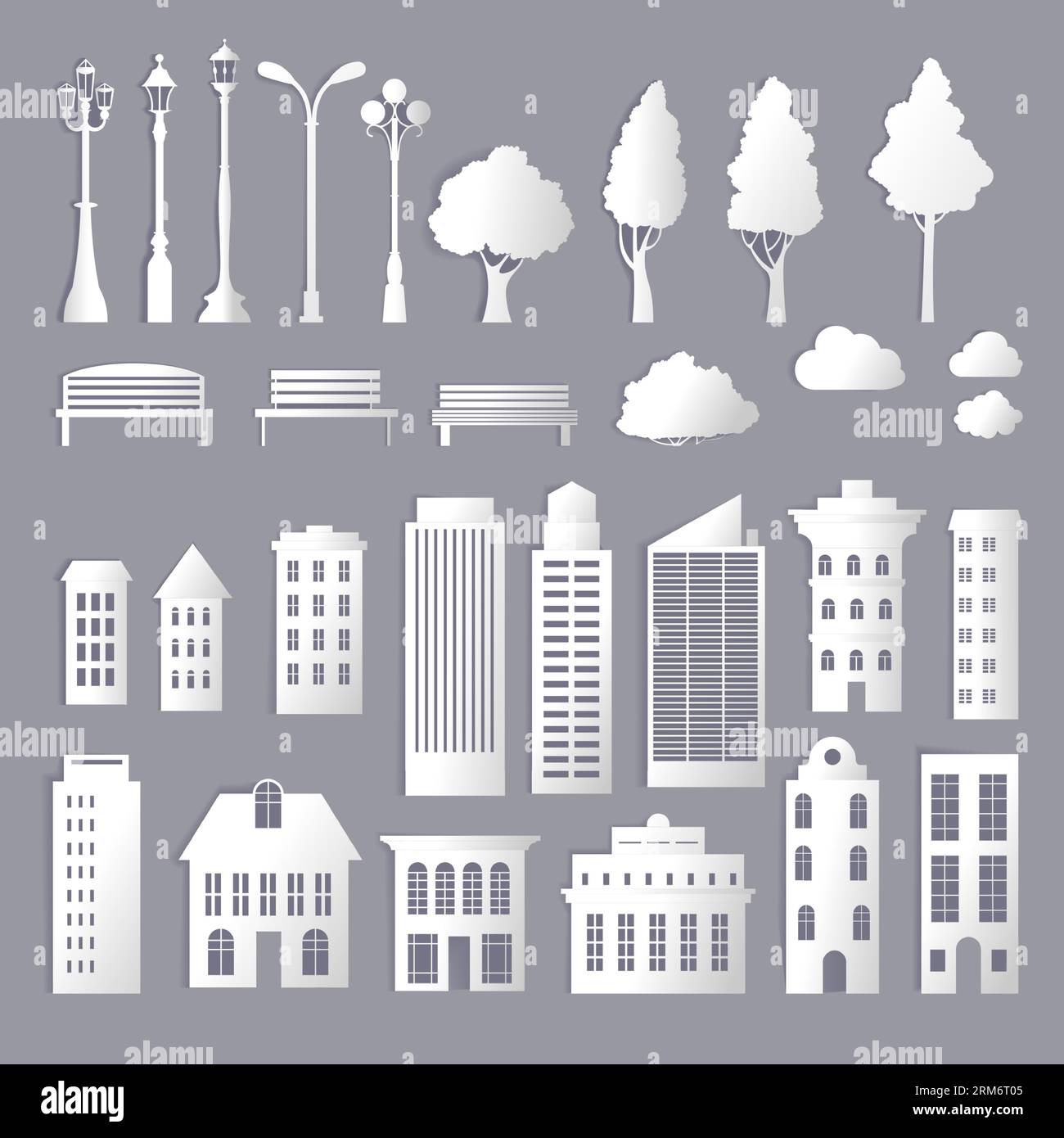 City infrastructure and architecture, park items Stock Vector