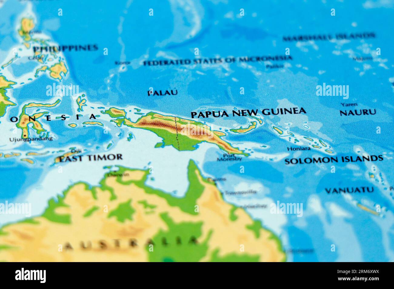 Map Of New Guinea And Bismarck Archipelago Hi Res Stock Photography And World Map Or Atlas Of Papua New Guinea And Solomon Islands 2RM6XWX
