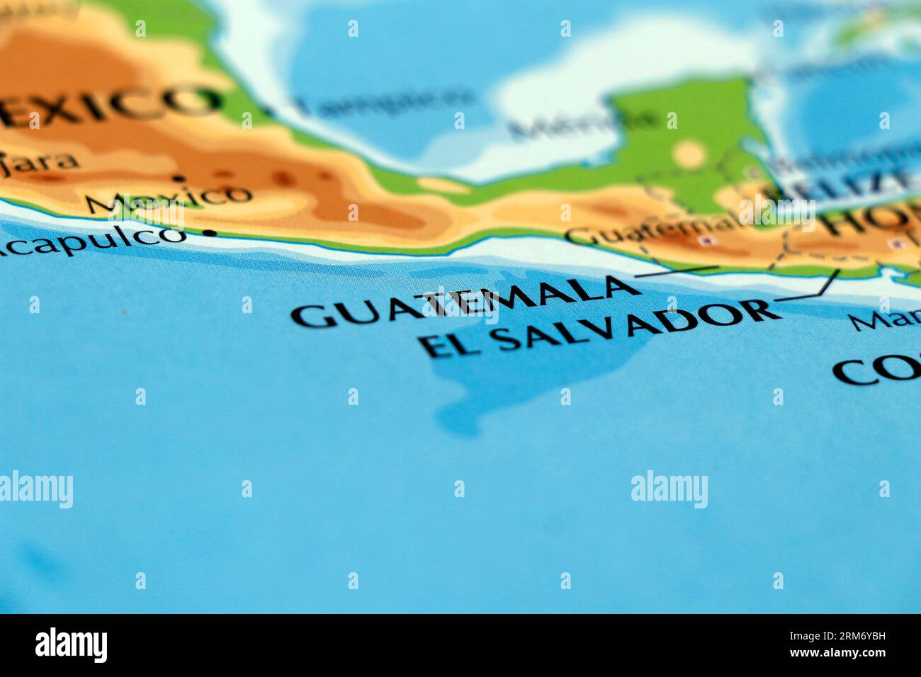 world map or atlas of mexico guatemala and el salvador Stock Photo