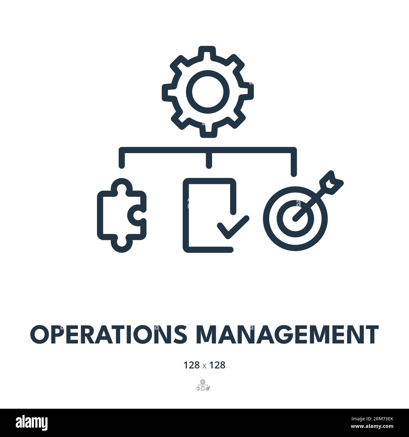 Operations Management Icon. Process, Control, Implement. Editable Stroke. Simple Vector Icon Stock Vector