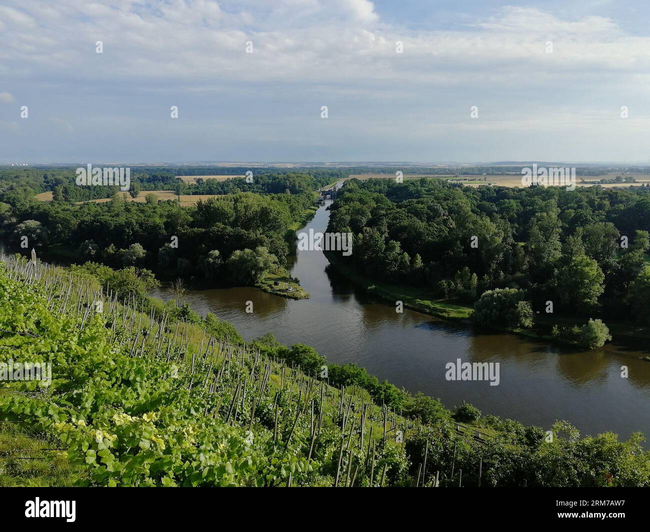 The confluence of the Labe river-Elbe and the Vltava river by Melnik  town,close to Prague,Czech republic,aerial panorama view, mixing can be  seen Stock Photo - Alamy