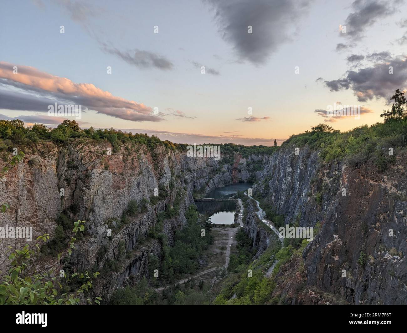 Old lime quarry, Big America (Velka Amerika) near Prague, Czech Republic.Velka Amerika(Big America, Czech Grand Canyon)is a abandoned limestone quarry Stock Photo