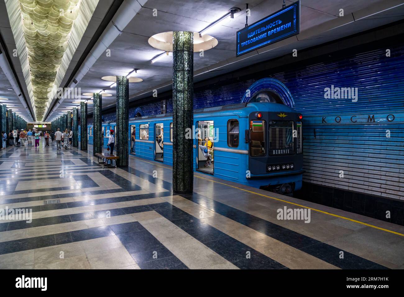 Tashkent, Uzbekistan-august 11, 2023:People inside the metro station