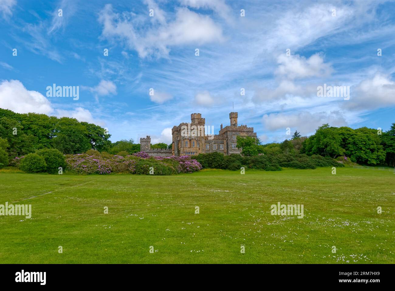 Lews Castle now owned and run by the Stornoway Trust, under blue skies