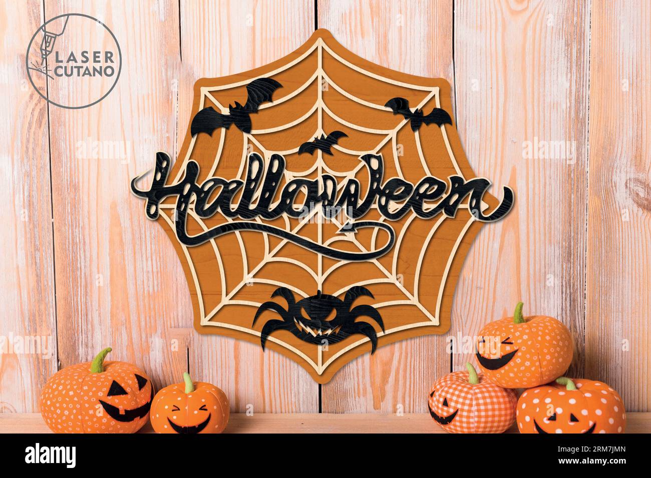 Halloween Spiderweb Cut File specially prepared for the laser cut and paper cut machines. It is for creating a range of Halloween-themed decorations. Stock Vector