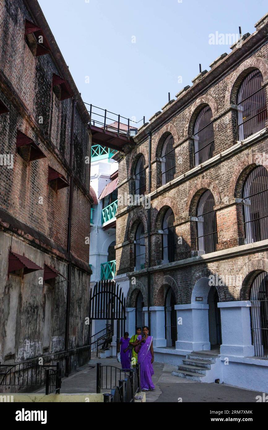 (140319) -- ANDAMAN AND NICOBAR ISLANDS, (Xinhua) -- Photo taken on March 18, 2014 shows the Cellular Jail in Port Blair on Andaman and Nicobar Islands, India. The Cellular Jail was a British colonial prison to exile political prisoners. Many notable dissidents were imprisoned here during the struggle for India s independence. Japan invaded the Andaman islands in 1942 and detained British prisoners. Today, the complex known as the Indian Bastille serves as a national memorial monument. (Xinhua/Zheng Huansong)(bxq) INDIA-ANDAMAN AND NICOBAR ISLANDS-MEMORIAL-CELLULAR JAIL PUBLICATIONxNOTxINxCHN Stock Photo