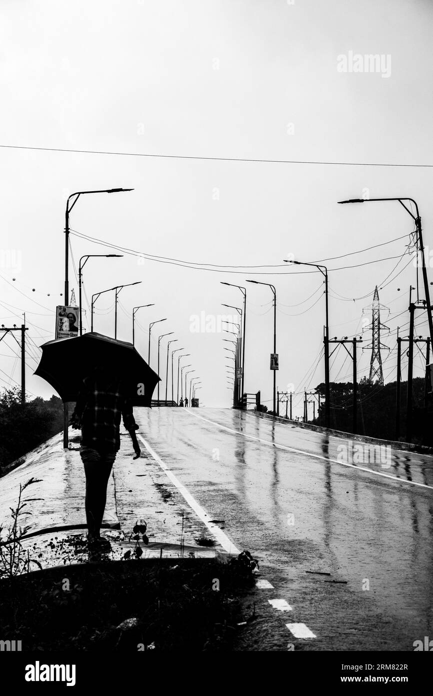 Rainy day street photography, Image captured on September 14, 2022, from Ruhitpur, Bangladesh Stock Photo