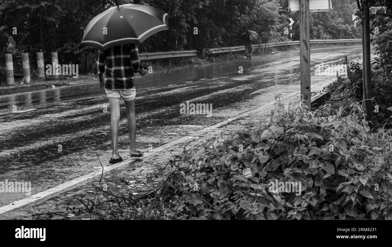 Rainy day street photography, Image captured on September 14, 2022, from Ruhitpur, Bangladesh Stock Photo