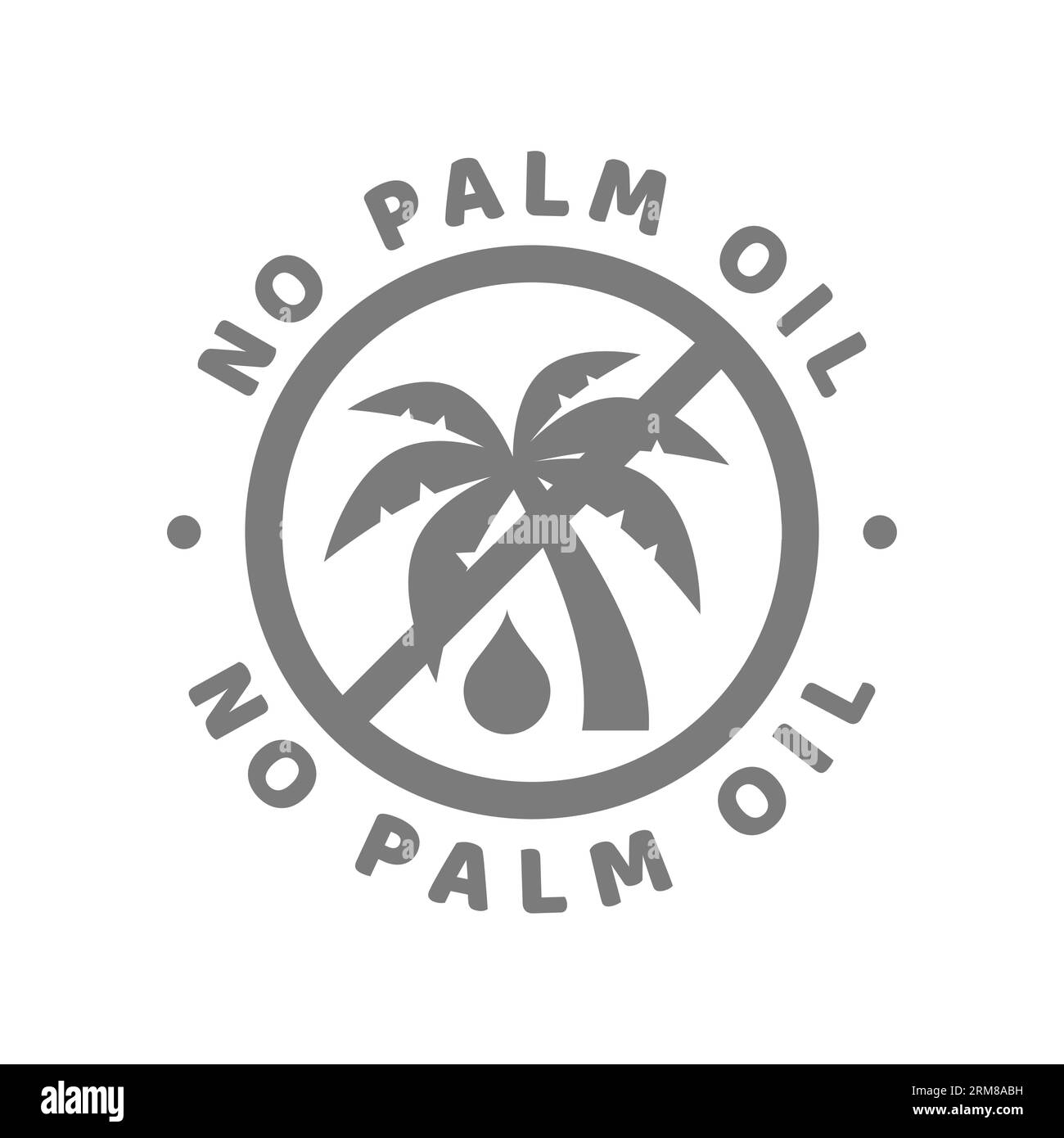 Palm oil free vector label. No palm oil circle stamp or sticker. Stock Vector
