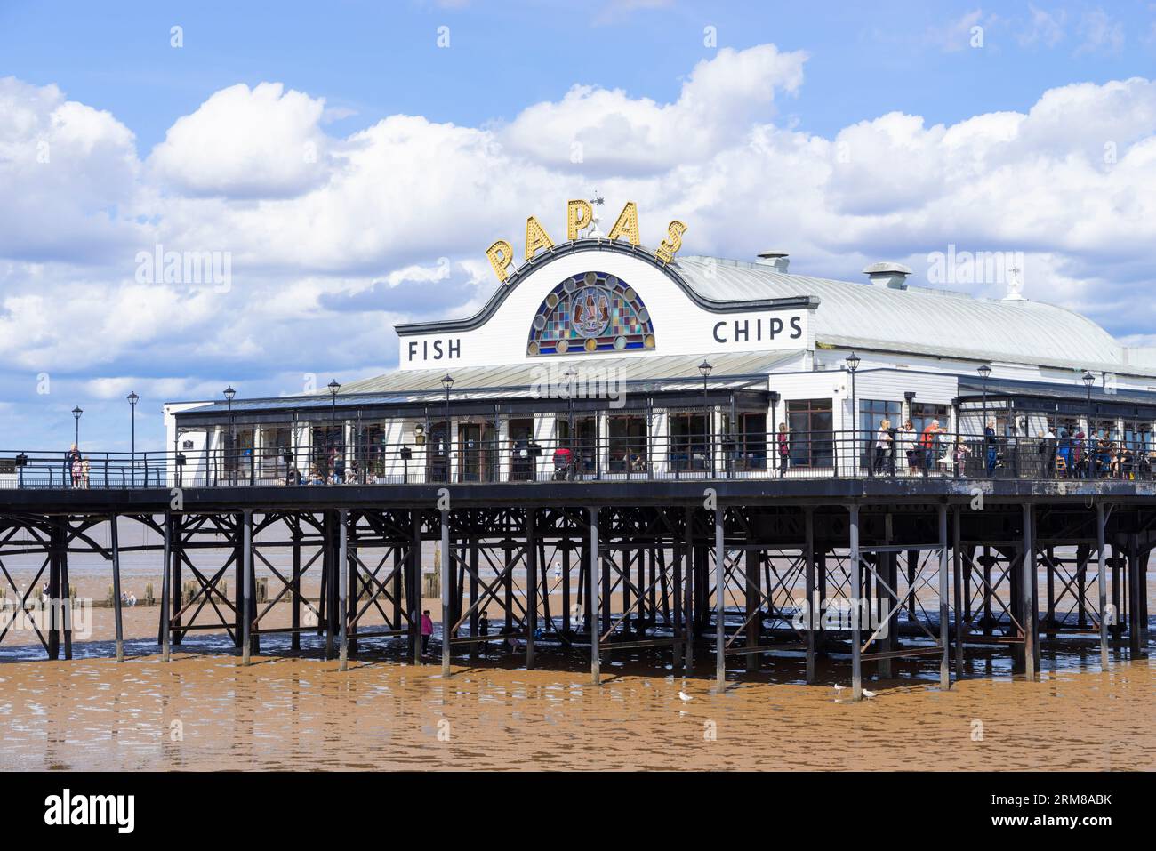 Cleethorpes The Pier Cleethorpes Papas fish and chips restaurant and takeaway on the pier at Cleethorpes Lincolnshire England UK GB Europe Stock Photo