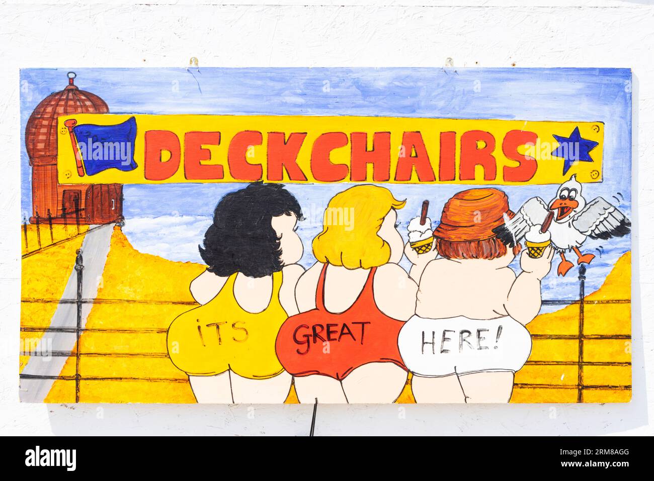 Cleethorpes amusing seaside artwork painted on a wall Cleethorpes Lincolnshire England UK GB Europe Stock Photo