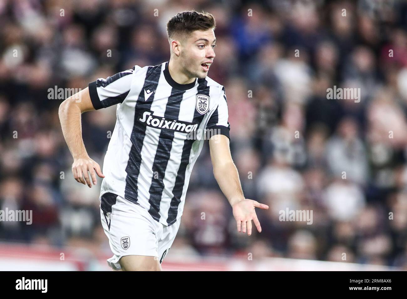 Edinburgh, Scotland, UK. 24th Aug, 2023. PAOK's Stefanos Tzimas during a game betweem Hearts and PAOK. Playoff round match of the Conference League between Heart of Midlothian and PAOK FC. The game ended 1-2. (Credit Image: © Giannis Papanikos/ZUMA Press Wire) EDITORIAL USAGE ONLY! Not for Commercial USAGE! Stock Photo