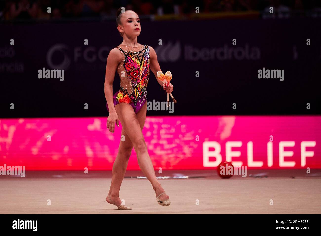 Bulgaria's Stiliana Nikolova competes in the individual allaround