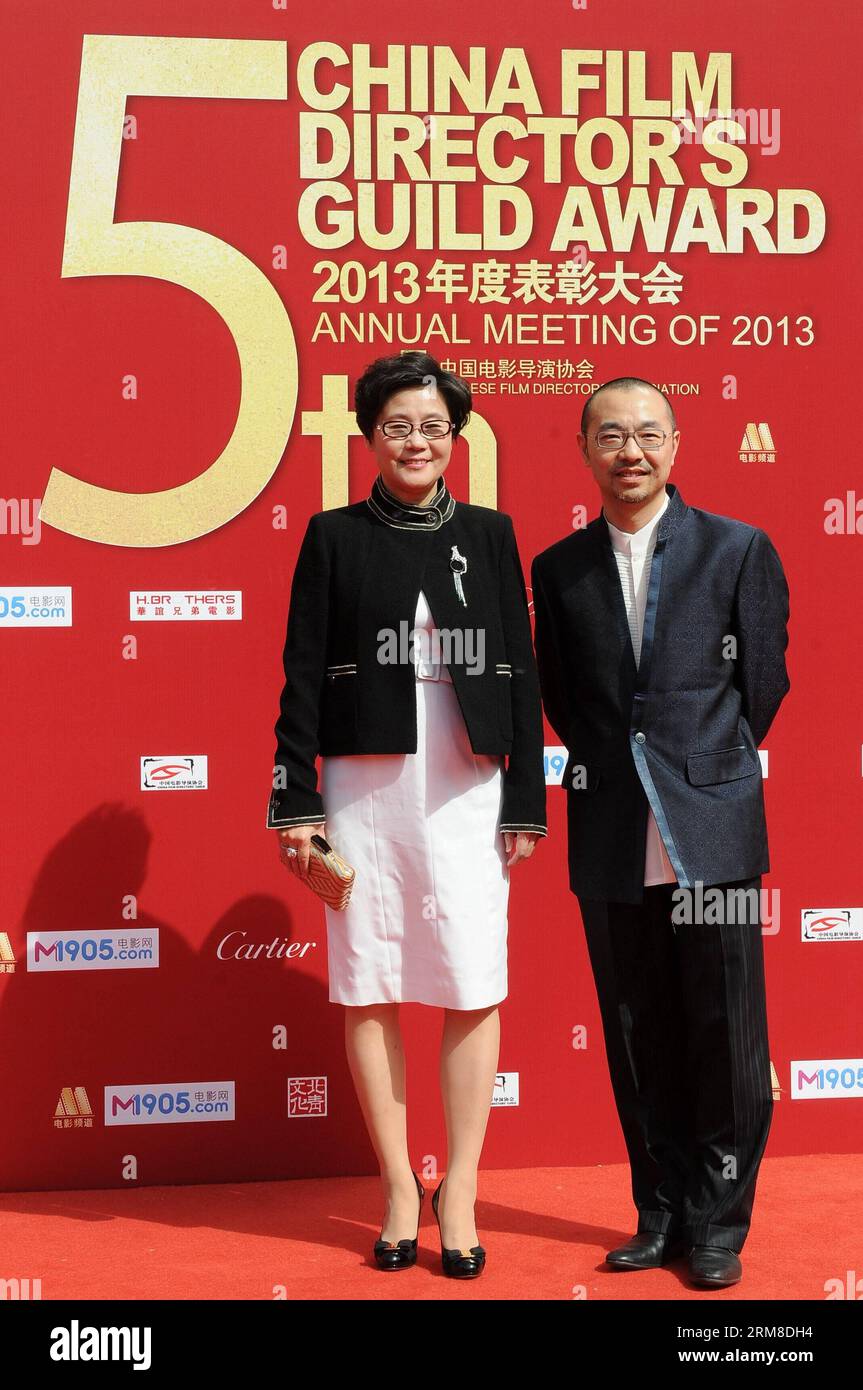 BEIJING,   Director Li Shaohong (L) and Liu Yiwei take part in the 2013 annual commendation conference of China Film Directors Guild in Beijing, capital of China, April 9, 2014. (Xinhua) (zwy) CHINA-BEIJING-COMMENDATION CONFERENCE-CHINA FILM DIRECTORS GUILD(CN) PUBLICATIONxNOTxINxCHN   Beijing Director left Shaohong l and Liu  Take Part in The 2013 Annual  Conference of China Film Directors Guild in Beijing Capital of China April 9 2014 XINHUA  China Beijing  Conference China Film Directors Guild CN PUBLICATIONxNOTxINxCHN Stock Photo