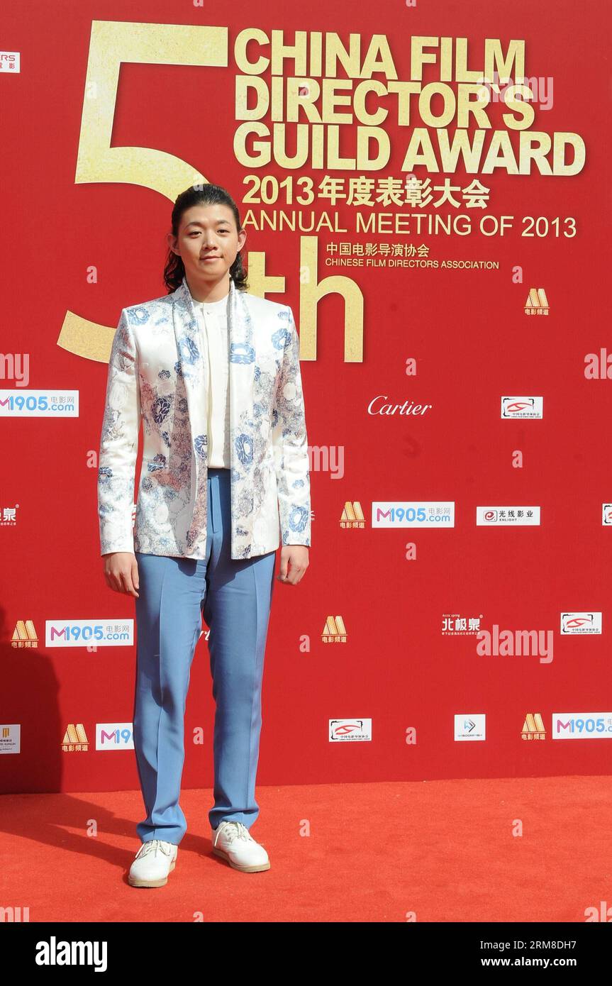 BEIJING,   Singer Huo Zun takes part in the 2013 annual commendation conference of China Film Directors Guild in Beijing, capital of China, April 9, 2014. (Xinhua) (zwy) CHINA-BEIJING-COMMENDATION CONFERENCE-CHINA FILM DIRECTORS GUILD(CN) PUBLICATIONxNOTxINxCHN   Beijing Singer Huo Zun Takes Part in The 2013 Annual  Conference of China Film Directors Guild in Beijing Capital of China April 9 2014 XINHUA  China Beijing  Conference China Film Directors Guild CN PUBLICATIONxNOTxINxCHN Stock Photo