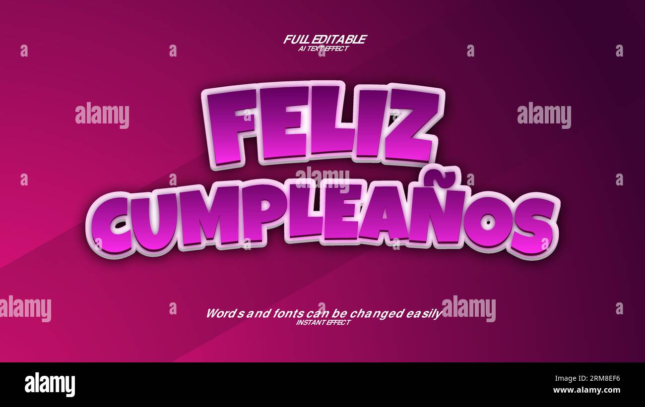 Vector happy birthday in spanish 3d text effect cumpleanos Stock Vector