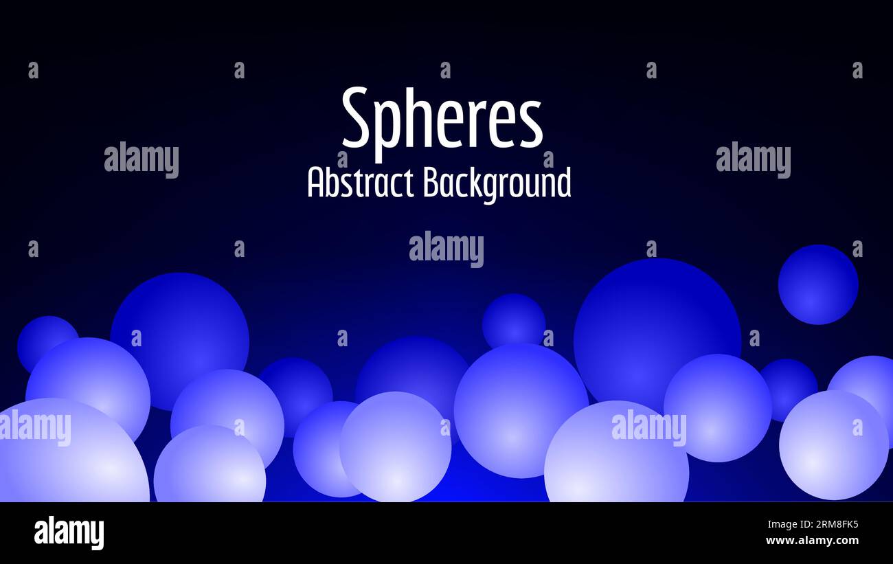 Floating water bubble spheres with blue glow over dark background Stock ...