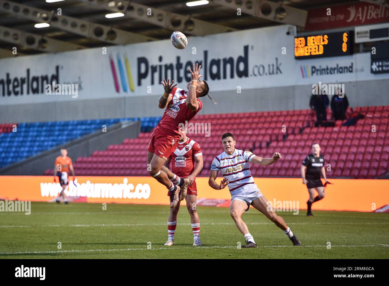 Salford Red Devils Ken Sio on the ball during the Betfred Super